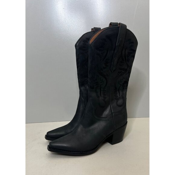 Free People Jeffrey Campbell Dagget Cowboy Boots Washed Black Womens Size 7.5 - Picture 2 of 5
